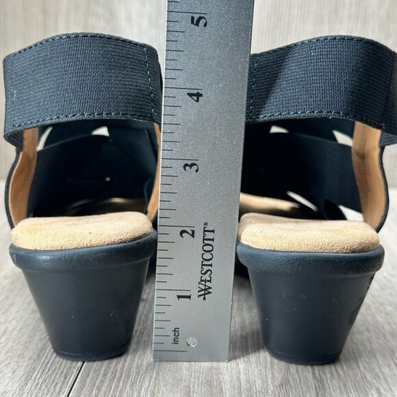 Comfortiva Sandals Women Sz 6.5M Elastic Criss Cross Strap Farrow Open Toe Black - Picture 11 of 12